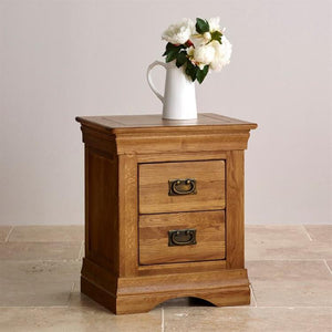 French Rustic Solid Oak Bedside Table - Oak Furniture Store & Sofas