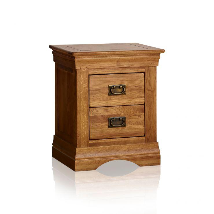 French Rustic Solid Oak Bedside Table - Oak Furniture Store