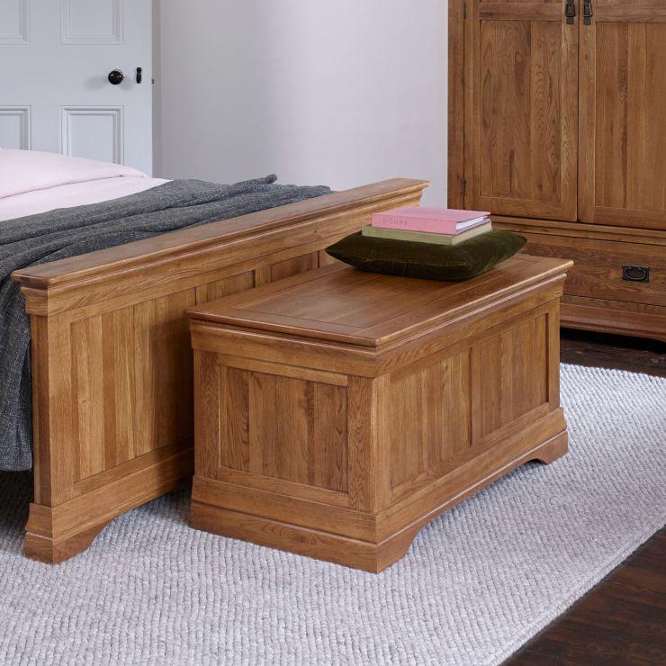 French Rustic Solid Oak Blanket Box - Oak Furniture Store