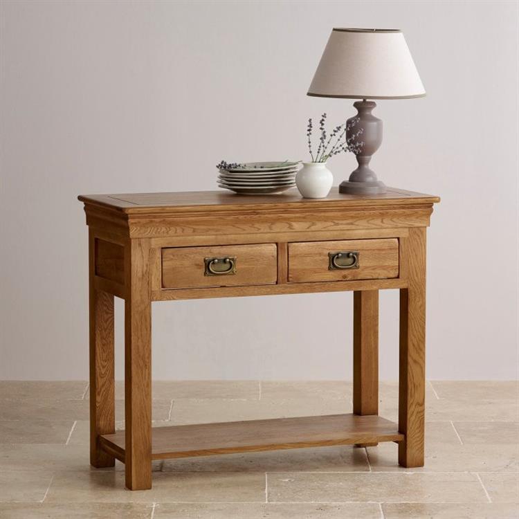 French Rustic Solid Oak Console Table - Oak Furniture Store & Sofas