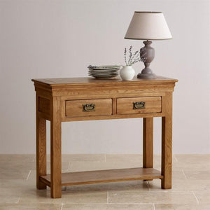 French Rustic Solid Oak Console Table - Oak Furniture Store & Sofas