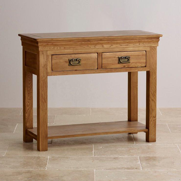 French Rustic Solid Oak Console Table - Oak Furniture Store