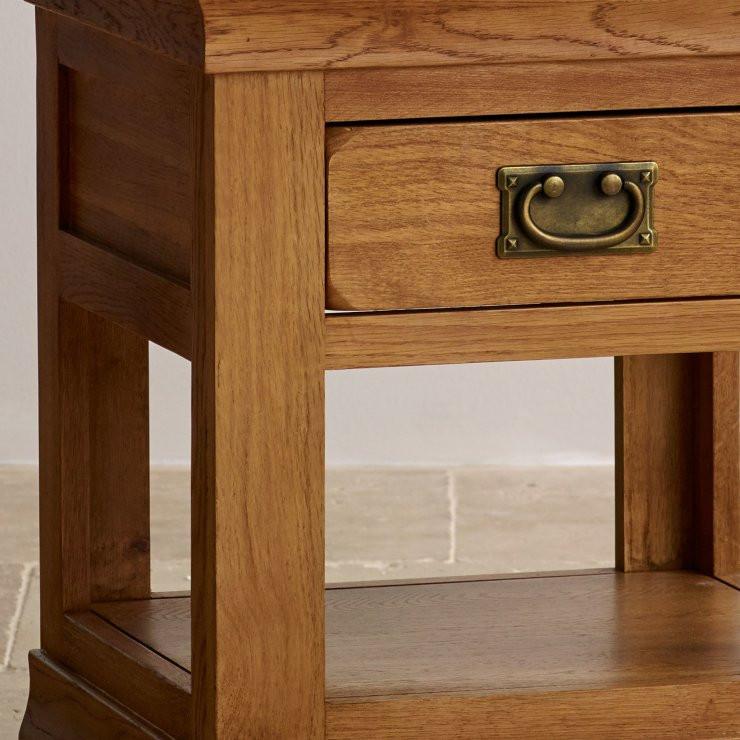 French Rustic Solid Oak Side Table - Oak Furniture Store