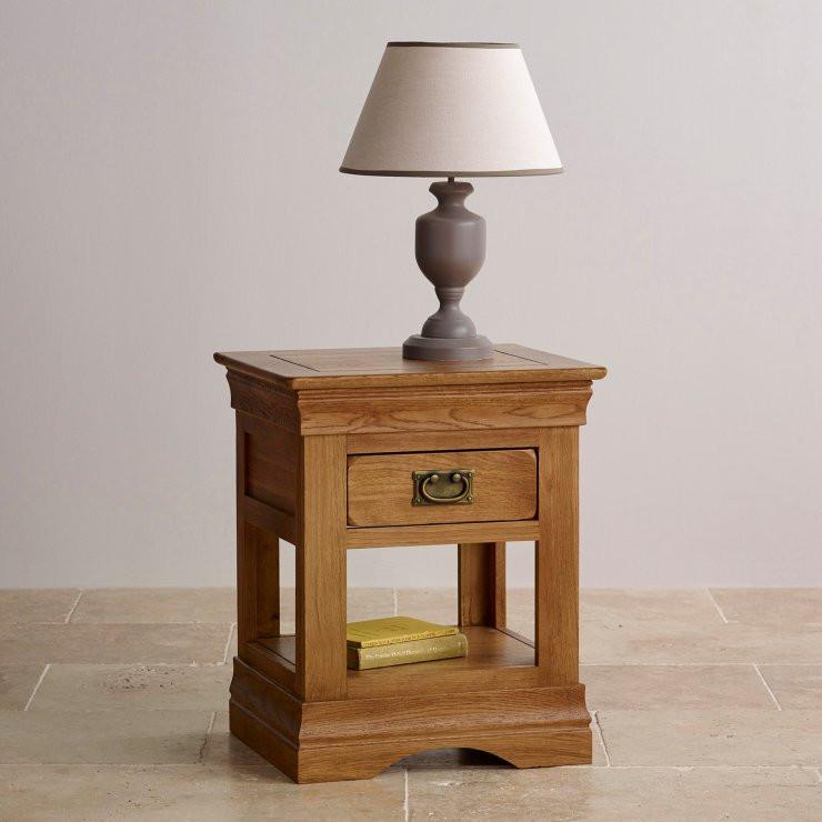 French Rustic Solid Oak Lamp Table - Oak Furniture Store & Sofas