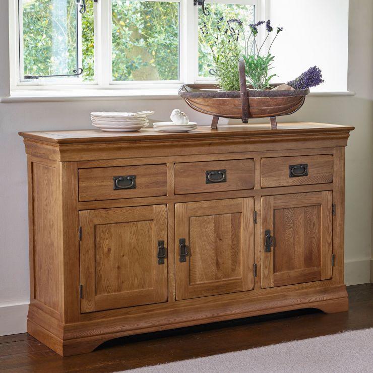 French Rustic Solid Oak Large Sideboard - Oak Furniture Store