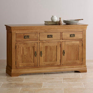 French Rustic Solid Oak Large Sideboard - Oak Furniture Store & Sofas