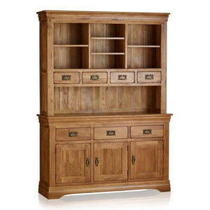 French Rustic Solid Oak Large Sideboard With Hutch Dresser - Oak Furniture Store & Sofas