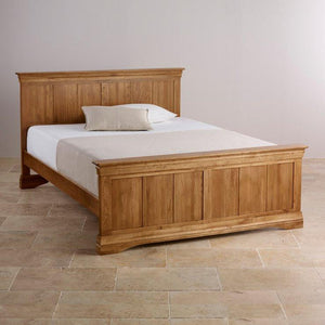 French Rustic Solid Oak Queen-Size Bed - Oak Furniture Store & Sofas