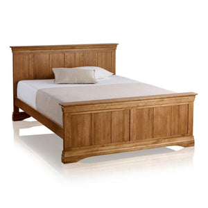 French Rustic Solid Oak Queen-Size Bed - Oak Furniture Store & Sofas