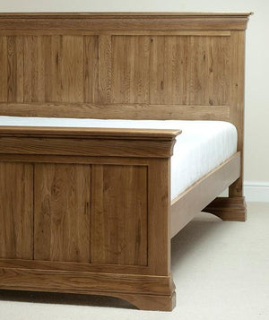 French Rustic Solid Oak Queen-Size Bed - Oak Furniture Store & Sofas