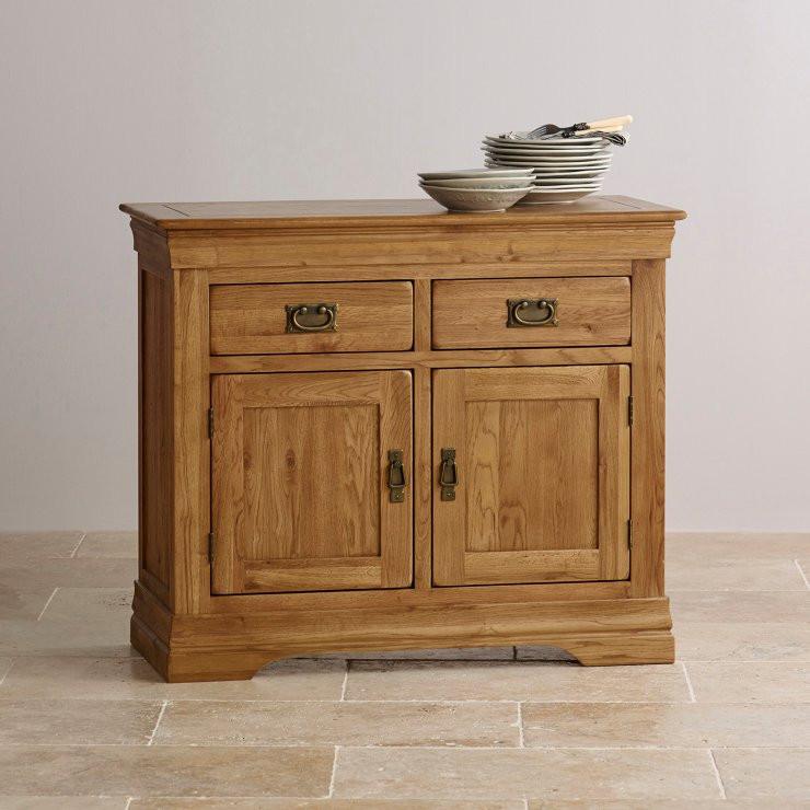 French Rustic Solid Oak Small Sideboard - Oak Furniture Store