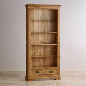 French Rustic Solid Oak Tall Bookcase - Oak Furniture Store & Sofas