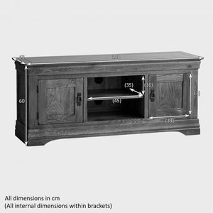 French Rustic Solid Oak Widescreen TV Cabinet - Oak Furniture Store & Sofas