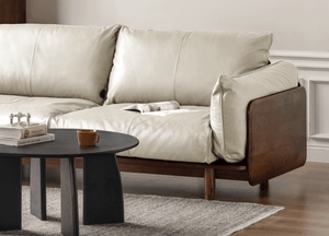 Hamburg Black Walnut Genuine Leather Sofa - Oak Furniture Store & Sofas