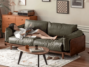 Hamburg Black Walnut Genuine Leather Sofa - Oak Furniture Store & Sofas