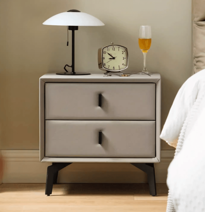 Hertz PU Leather Bedside Table - Oak Furniture Store & Sofas