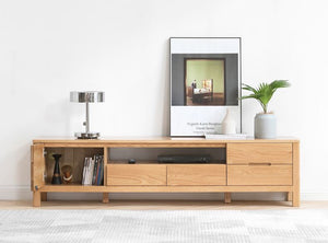 Humbie Natural Solid Oak Large TV Unit - Oak Furniture Store & Sofas