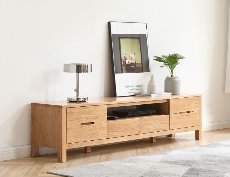 Humbie Natural Solid Oak Large TV Unit - Oak Furniture Store & Sofas