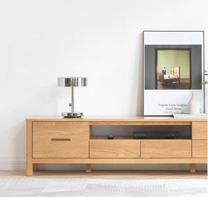 Humbie Natural Solid Oak Large TV Unit - Oak Furniture Store & Sofas