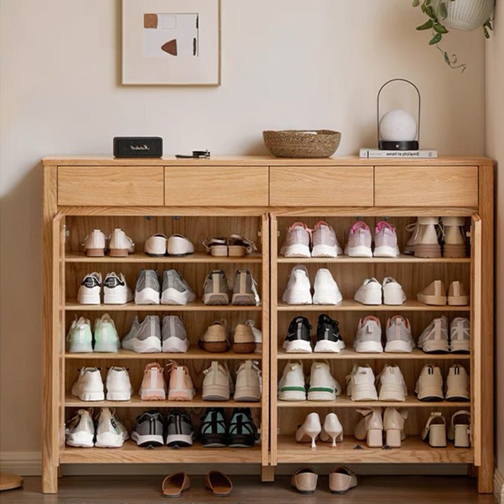 Humbie Natural Solid Oak Shoe Cabinet - Oak Furniture Store