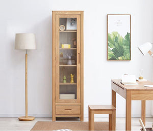 Humbie Solid Oak Slim Display Cabinet - Oak Furniture Store & Sofas