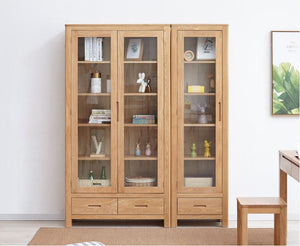 Humbie Solid Oak Slim Display Cabinet - Oak Furniture Store & Sofas