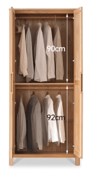 Humbie Solid Oak Two-Door Wardrobe Design B - Oak Furniture Store & Sofas