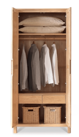 Humbie Solid Oak Two-Door Wardrobe Design C - Oak Furniture Store & Sofas