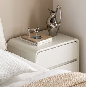 Kemi Cream White Bedside Table - Oak Furniture Store & Sofas