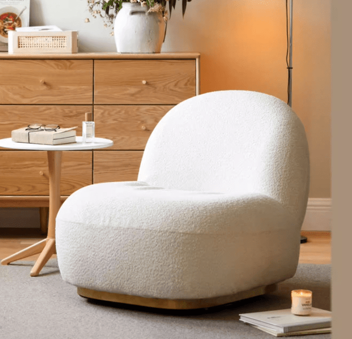 Kochi Cozy Faux Shearling Swivel Leisure Chair Sofa