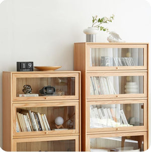 Latvia Designer Solid Oak Display Bookcase Unit - Oak Furniture Store & Sofas