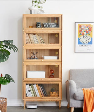 Latvia Designer Solid Oak Display Bookcase Unit - Oak Furniture Store & Sofas