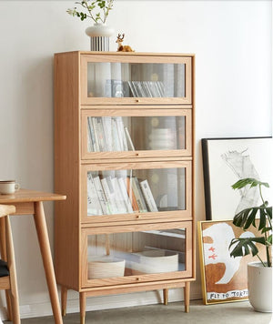 Latvia Designer Solid Oak Display Bookcase Unit - Oak Furniture Store & Sofas