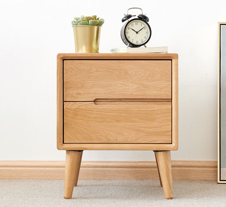 Malmo Natural Solid Oak Bedside Table Design 2 - Oak Furniture Store & Sofas