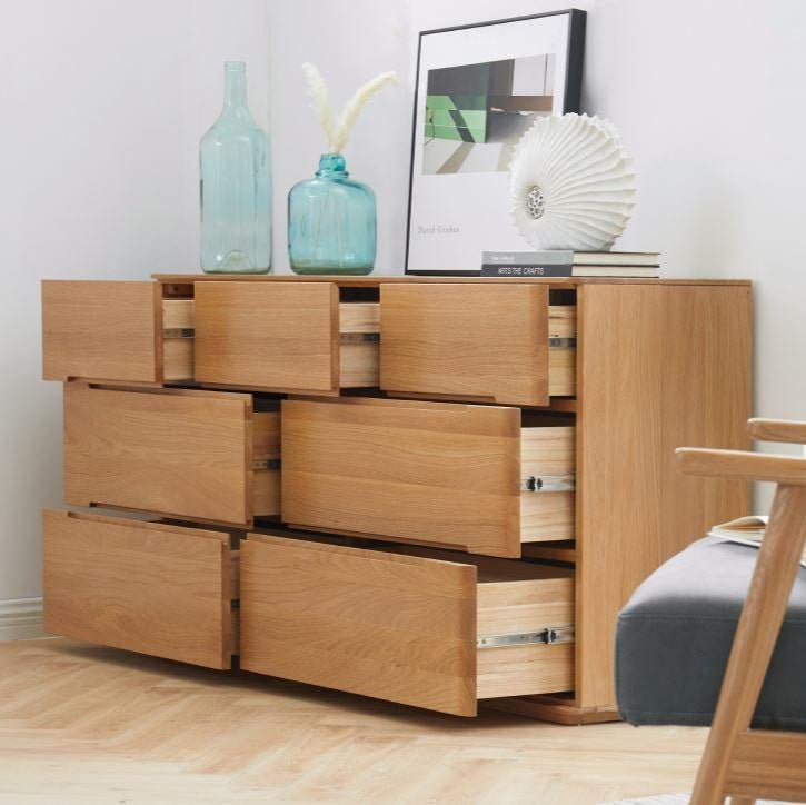 Manchester Natural Solid Oak 3+4 Chest of Drawers - Oak Furniture Store
