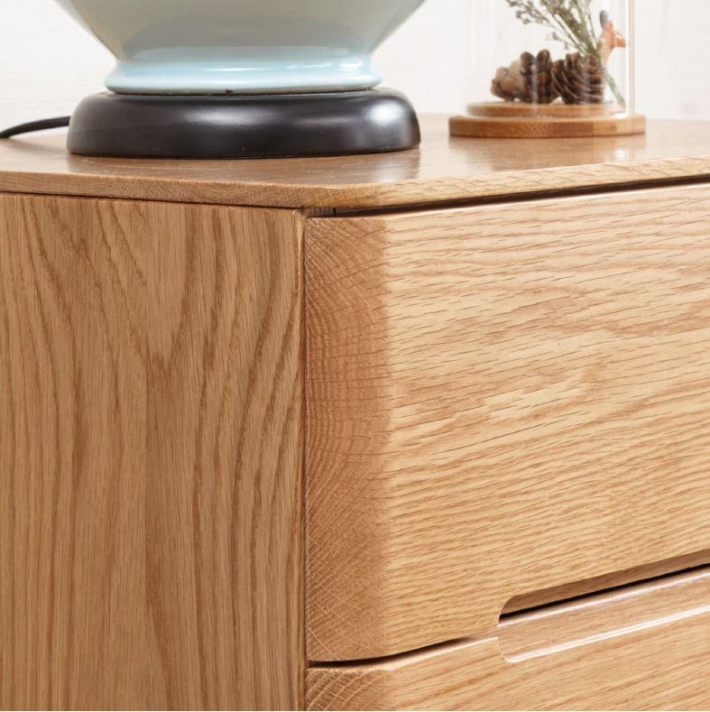 Manchester Natural Solid Oak Bedside Table - Oak Furniture Store