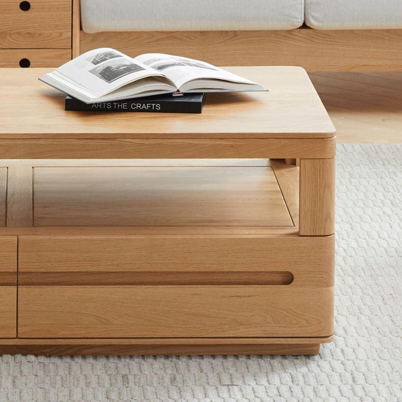 Manchester Natural Solid Oak Coffee Table | square small coffee table NZ with storage for living room | Oak Furniture Store