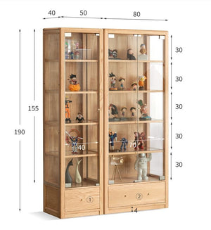 Marino Natural Solid Oak full glass Display Cabinet - Oak Furniture Store & Sofas