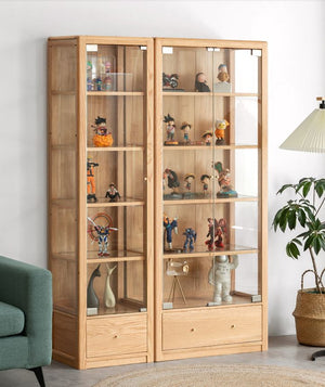 Marino Natural Solid Oak full glass Display Cabinet - Oak Furniture Store & Sofas