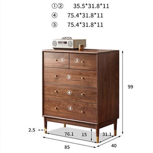 Newark Natural Solid Walnut 2 Over 3 Chest Of Drawers - Oak Furniture Store & Sofas