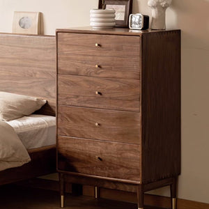 Newwark Natural Solid Walnut Slim Chest Of Drawers - Oak Furniture Store & Sofas