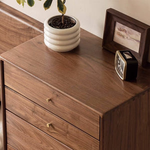 Newwark Natural Solid Walnut Slim Chest Of Drawers - Oak Furniture Store & Sofas