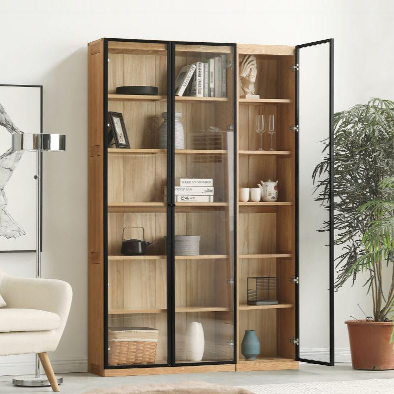 Odense Combination Natural Oak Display/Bookcase Cabinet - Oak Furniture Store