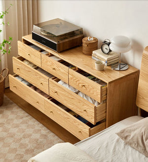 Oslo Natural Solid Oak 3+4 Chest of Drawers Design 2 - Oak Furniture Store & Sofas