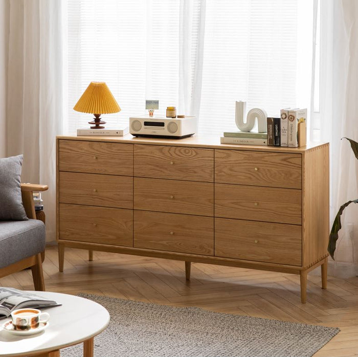 Oslo Natural Solid Oak 9 Drawers