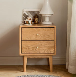 Oslo Natural Solid Oak Bedside Table Design Two - Oak Furniture Store & Sofas