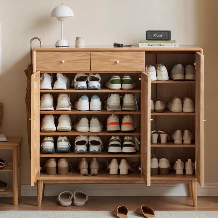 Oslo Natural Solid Oak Elegant Shoe Cabinet - Oak Furniture Store