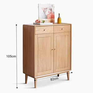 Oslo Natural Solid Oak Elegant Shoe Cabinet - Oak Furniture Store & Sofas