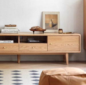 Oslo Natural Solid Oak Large Entertainment Unit - Oak Furniture Store & Sofas