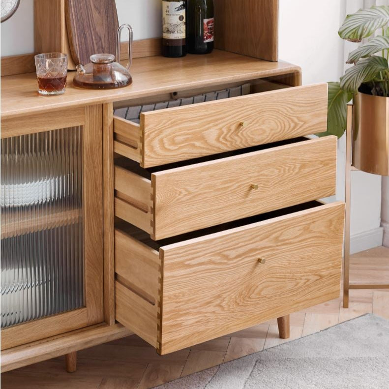 Oslo Natural Solid Oak Sideboard with Hutch Dresser - Oak Furniture Store